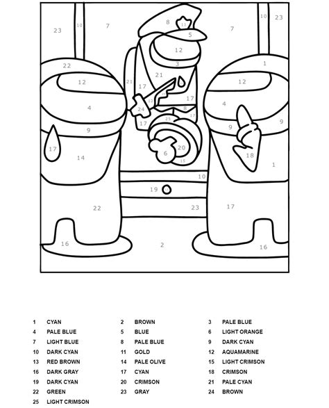 Among Us Scene Color By Number Coloring Page Free Printable Coloring