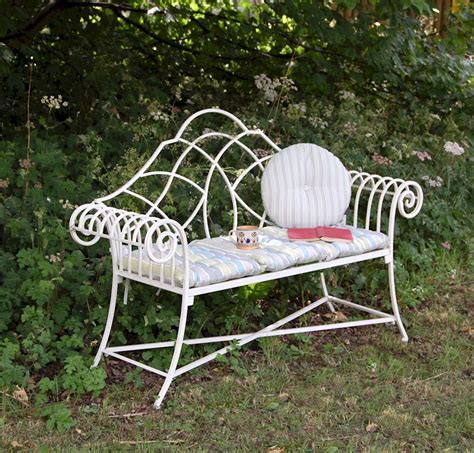 Garden Furniture Shabby Chic Metal Bench Vintage Look Bench Black Or