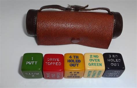 Rare Vintage Indoor Golf Dice Game Coloured Bakelite Dice In Leather