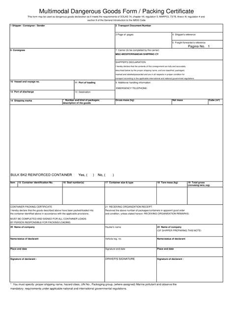 Multimodal Dangerous Goods Form Fill Out And Sign Printable Pdf Hot