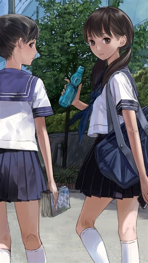 2160x3840 Anime Girl Going School In Uniform Sony Xperia Xxzz5