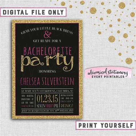Bachelorette Party Invitation Sparkle On Pink Collection Printable