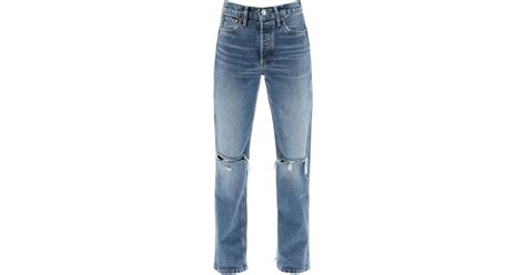Re Done 90s High Rise Loose Destroyed Denim In Blue Lyst