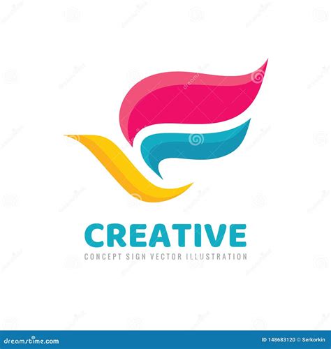 Creative Bird Logo Design Colored Wings Abstract Sign Stock Vector