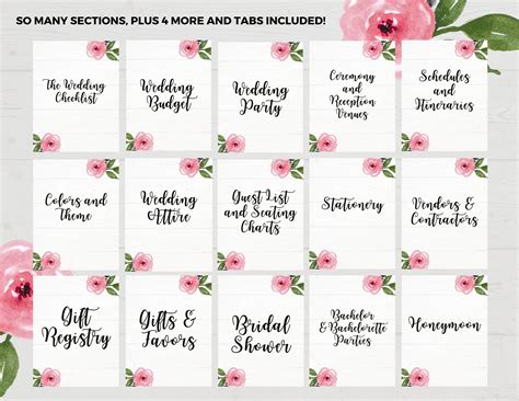 Wedding Planner Printable Printable Wedding Planner Kit Etsy Israel