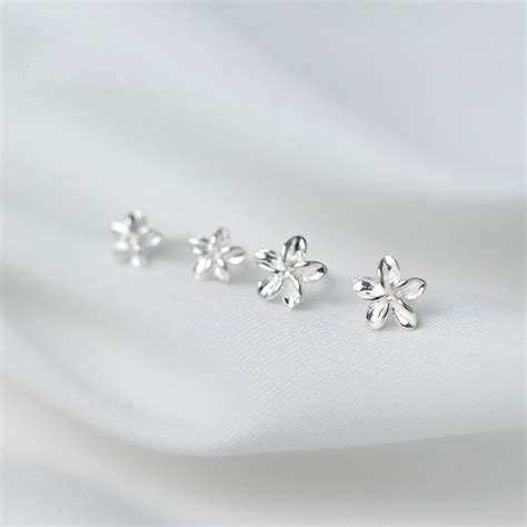 1 Pair 100 925 Sterling Silver Jewelry Women Fashion Cute Tiny Flower