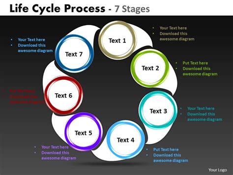 Life Cycle Diagrams Process 7 Stages 6 Powerpoint Slide Clipart