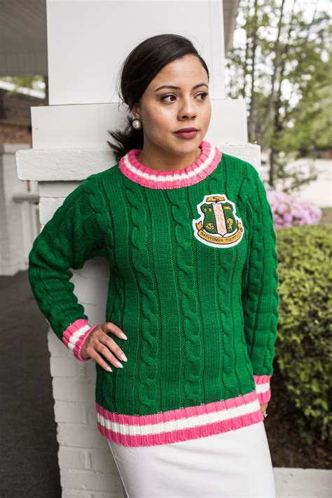 Green Cable Knit Sweater Alpha Kappa Alpha Sweater Alpha Kappa Alpha