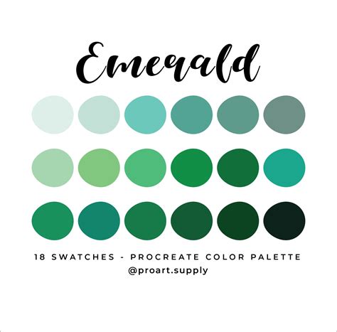 Digital Color Palettes Swatches Instant Download Greenery Procreate
