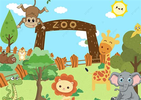 Zoo Cute Little Animal Cartoon Cute Style Giraffe Snake Birdie