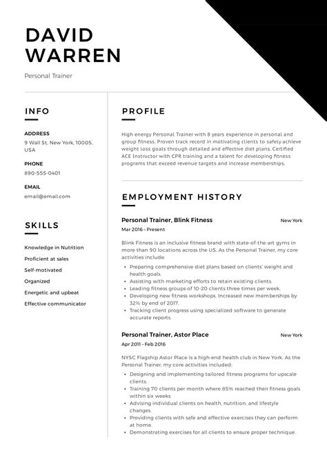 Resume templates and examples to download for free in word format ✅ +50 cv samples in word. Personal Trainer Resume | Event planner resume ...