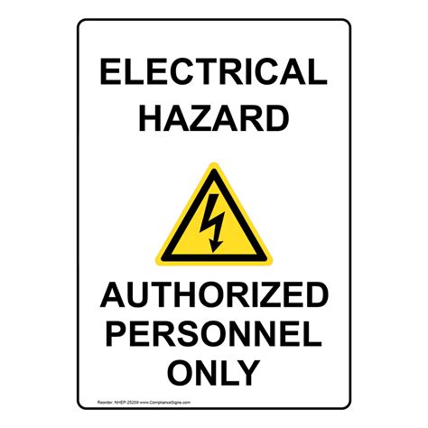 Portrait Electrical Hazard Authorized Sign With Symbol Nhep