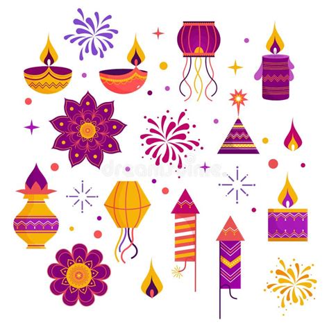 Diwali Festival Symbol Eller Doodle Element Som Har Angetts För