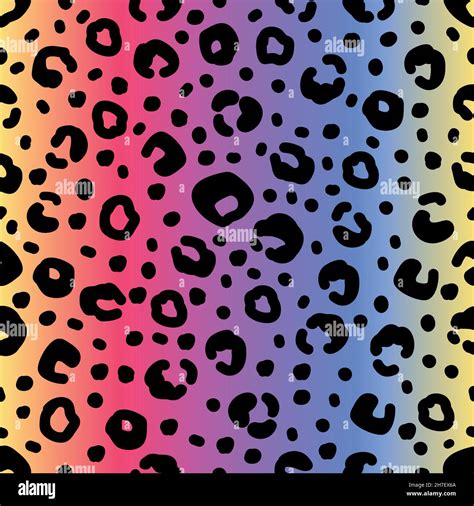 Rainbow Leopard Print Black Spots On Gradient Backdrop Stock Vector