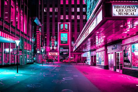Nighttime Photos Capture Vibrant Pink Glow Of Times Squares Neon Lights Neon Photography