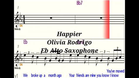 Happier Eb Alto Saxophone Play Along Sheet Music Backing Track Youtube