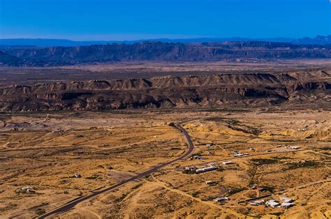 Aerial View Over The Chihuahuan Desert Terlingua Ghosttown Near Big