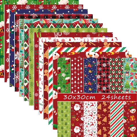 24 Sheets Christmas Scrapbook Paper 12x12 Double Sided Christmas