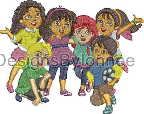 Dora The Explorer All Grown Up With Friends2 Embroidery Design 2 Sizes