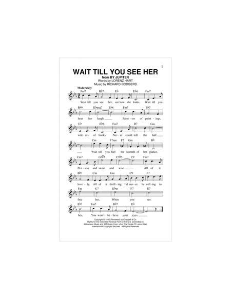 wait till you see her by rodgers and hart digital sheet music for lead sheet fake book