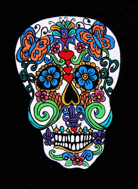 Day Of The Dead Skull Painting By Genevieve Esson