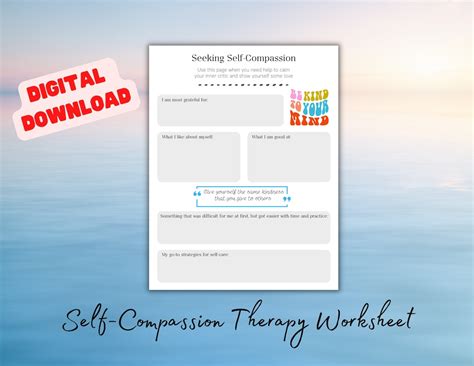 Self Compassion Worksheet Therapy Worksheet Counselling Printable