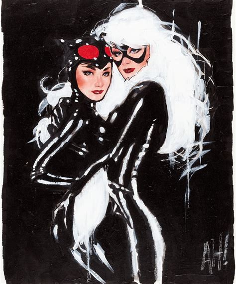 Catwoman And Black Cat By Adam Hughes Marvel Comics Bd Comics Comics