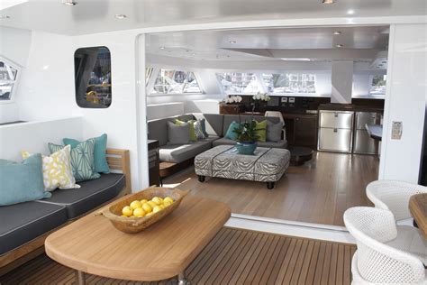 The Interior Of The Beautiful Open Ocean 750 Sailing Catamaran Hull