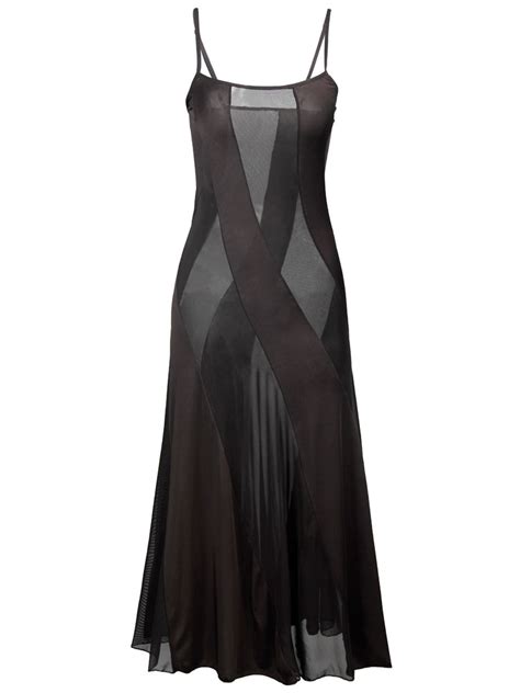 black sexy gown semi sheer straps long robe for women