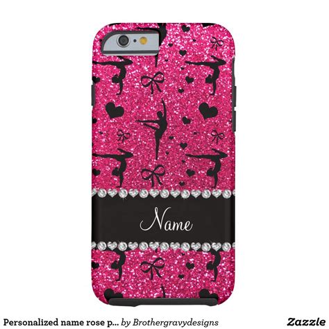 Personalized Name Rose Pink Glitter Gymnastics Case Mate Iphone Case