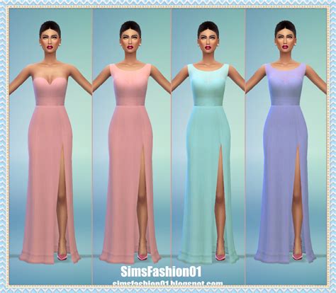 Sims Fashion01 Sims Fashion01 Long Dresses Slit Dress All Colors