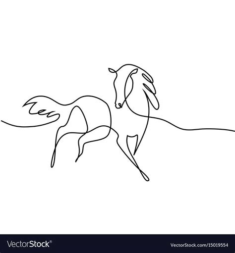 Continuous One Line Drawing Horse Logo Black And White Vector