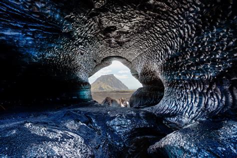 Blue Crystal Ice Cave Underground Beneath The Glacier In Iceland Stock