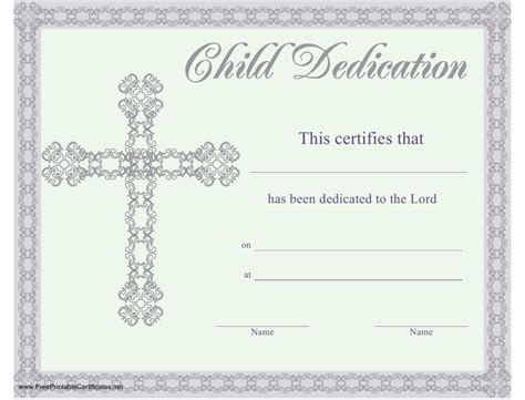 Fantastic Free Fillable Baby Dedication Certificate Download