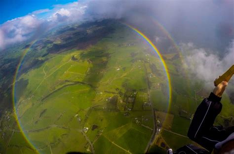 The Skydiver Jumped Into The Circular Rainbow Earth