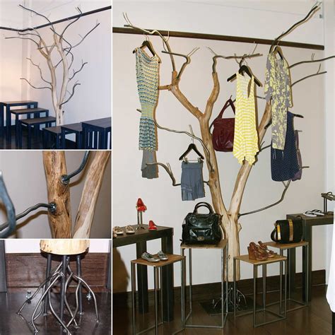 Custom Made Salavged Tree Clothing Rack By Where Wood Meets Steel