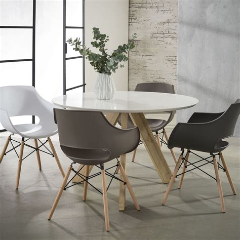 esstisch rund Ø 120 cm mdf weiß eiche esszimmertisch dinnertisch new maison esto ihr