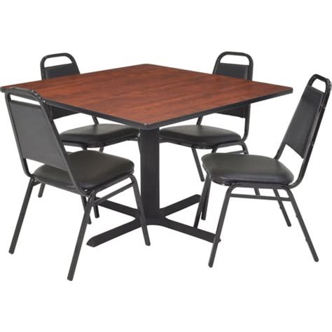 Regency 5 Piece 42 Square Lunchroom Table With Metal X Base And 4
