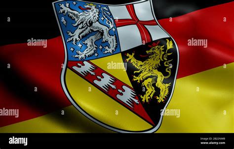 3d Illustration Of A Waving State Flag Of Saarland Germany Country