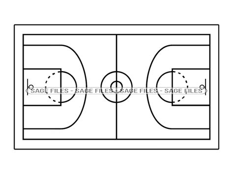 Basketball Court Outline Svg Basketball Svg Basketball Court Clipart