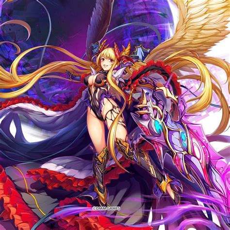 Dmm Satan Kamihime Kamihime Project R Official Art Absurdly Long Hair Angel Wings Armor