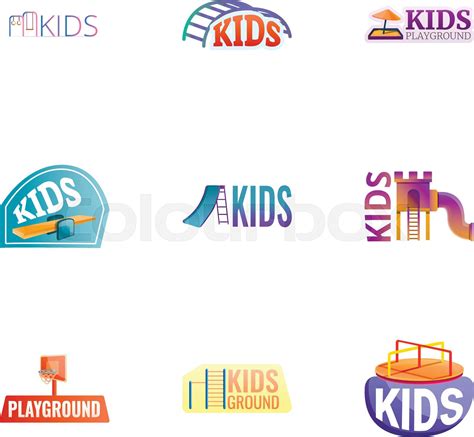 Kid Playground Logo Set Cartoon Style Stock Vector Colourbox