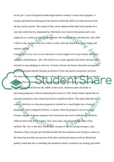 the concept of sex education speech or presentation example topics and well written essays