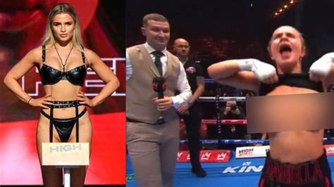 video onlyfans model daniella hemsley goes topless to celebrate her victory at kingpyn boxing