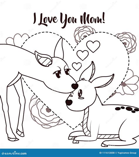 Happy Mothers Day Card With Cute Animals Stock Vector Illustration Of