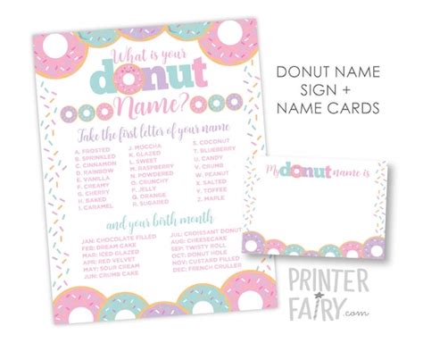 What Is Your Donut Name Donut Birthday Party Birthday Decorations