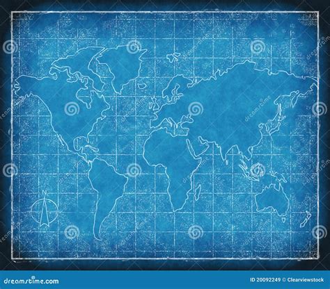 Map Of The World Blueprint Royalty Free Stock Images Image 20092249