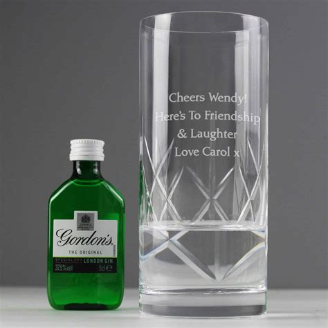 Personalised Cut Crystal Glass And Gin T Set Gin Glass Ts