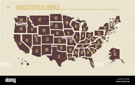 Detailed Vintage Map Of The United States Of America Split Into
