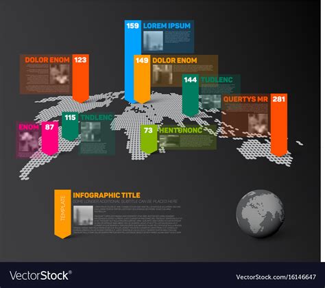 World Map Infographic Template With Photos Vector Image